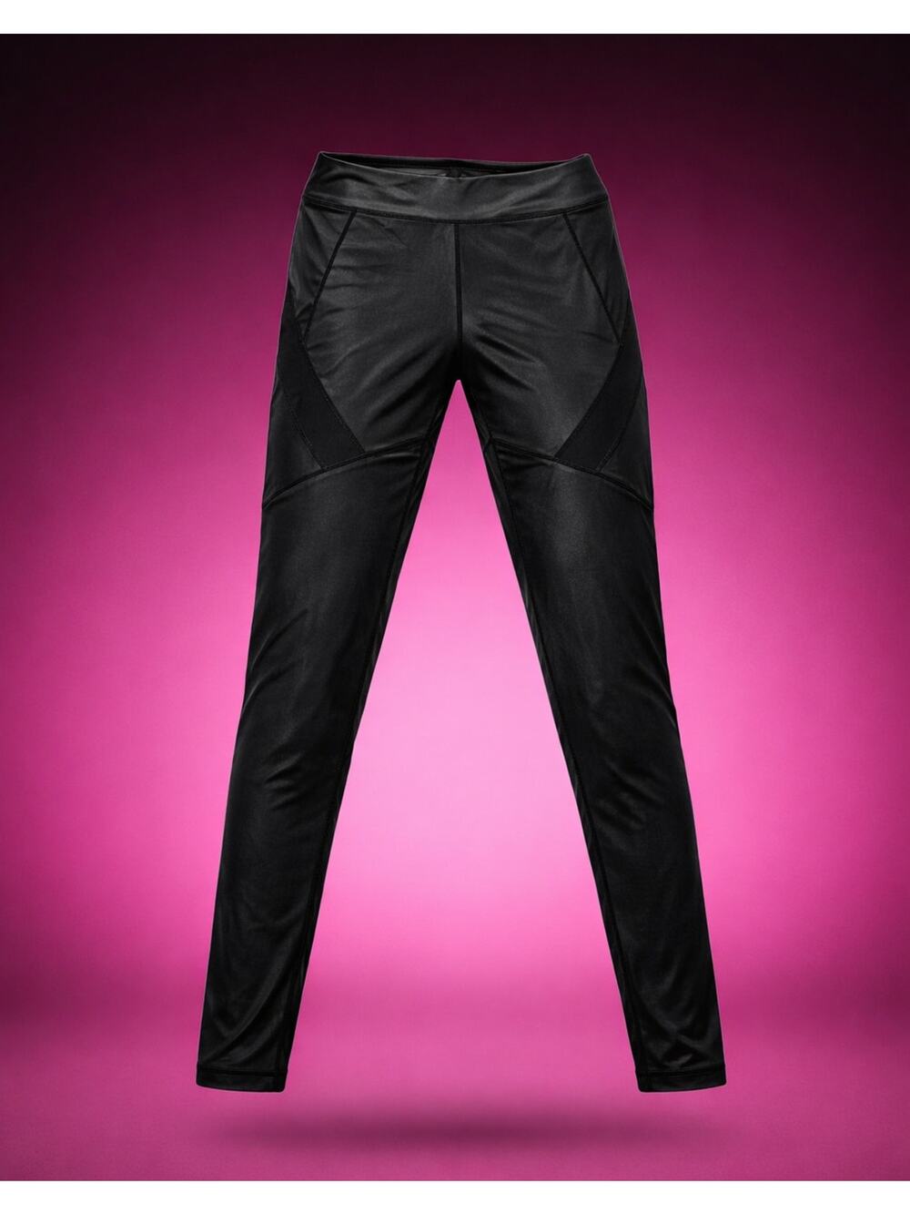 Black Athletic Leggings Mesh Panel High Rise Stretch Activewear Womens Large